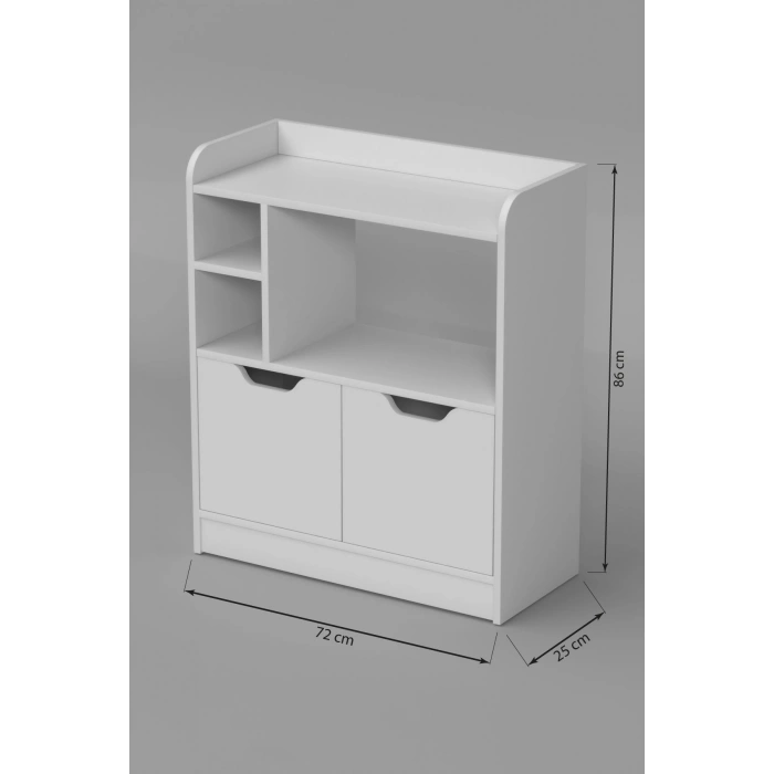 MUTFAK DOLABI ÇOK AMAÇLI FIRIN DOLABI 2 KAPAKLI RAFLI KAHVE KÖŞESİ BEYAZ