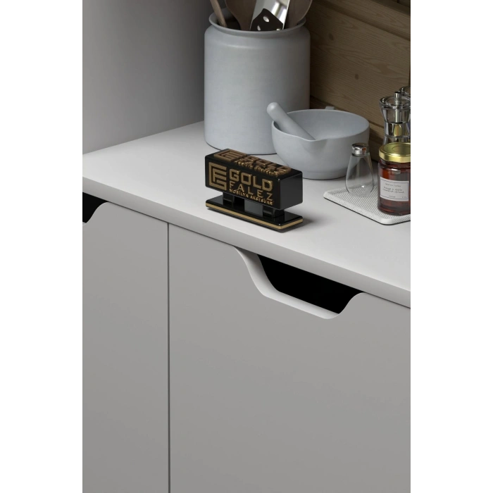 MUTFAK DOLABI ÇOK AMAÇLI FIRIN DOLABI 2 KAPAKLI RAFLI KAHVE KÖŞESİ BEYAZ