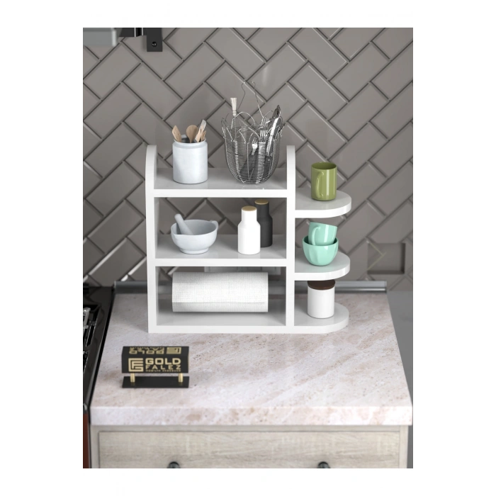 Mutfak Rafı Baharatlık Peçetelik Beyaz