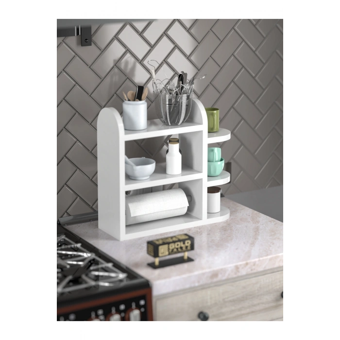 Mutfak Rafı Baharatlık Peçetelik Beyaz