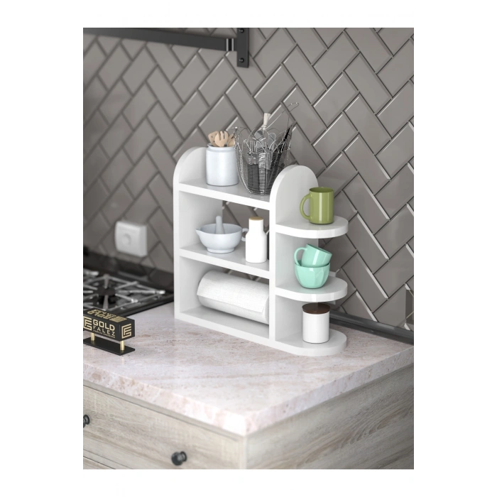 Mutfak Rafı Baharatlık Peçetelik Beyaz