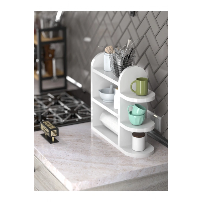 Mutfak Rafı Baharatlık Peçetelik Beyaz