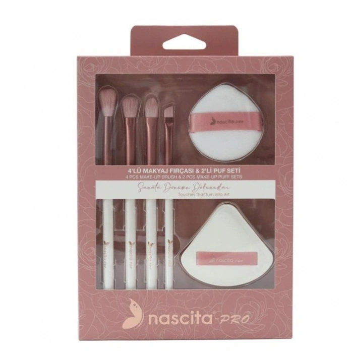 Nascita 4lü Makyaj Fırçası & 2li Puf Seti