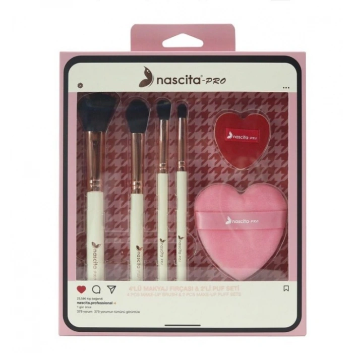 Nascita 4lü Makyaj Fırçası & 2li Puf Seti