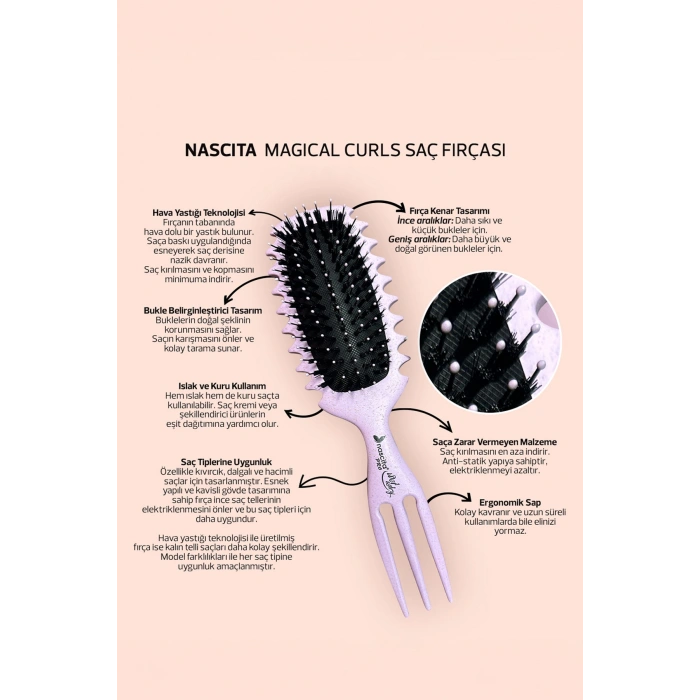 Nascita Magical Curls Saç Fırçası Büyük Boy Lila