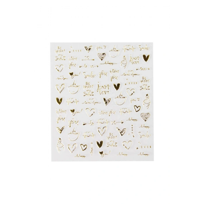 Nascita Tırnak Üstü Sticker Gold Kalp Temalı