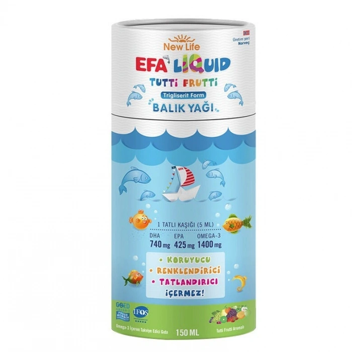 New Life EFA Liquid Tutti Frutti Balık Yağı Şurubu 150 ml