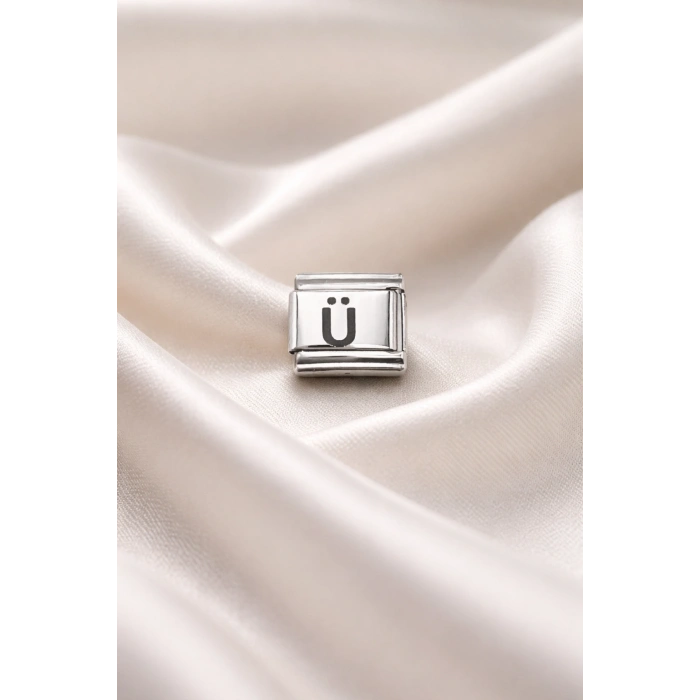 Nomination Bileklik Uyumlu Ü Harfi Charm – Paslanmaz Çelik Harf Modül – Kişiye Özel Bileklik Aksesuarı