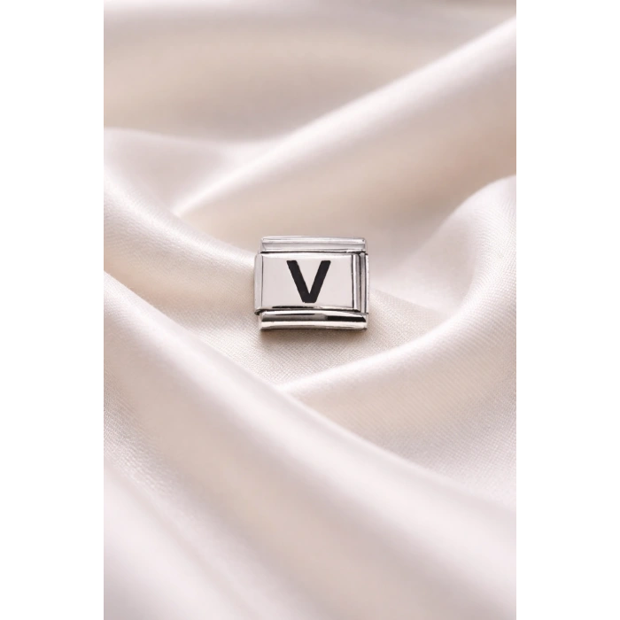 Nomination Bileklik Uyumlu V Harfi Charm – Paslanmaz Çelik Harf Modül – Kişiye Özel Bileklik Aksesuarı