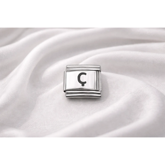 Nomination Uyumlu Ç Harfi Charm – Çelik Harfli Bileklik Aksesuarı , Kişiye Özel Modüler Takı