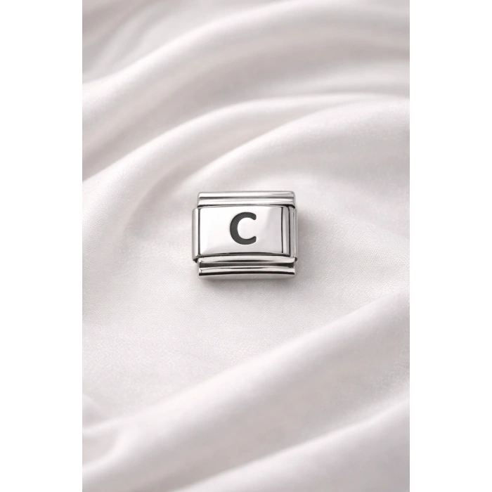 Nomination Uyumlu C Harfi Charm – Çelik Harfli Bileklik Aksesuarı ,Kişiye Özel Modüler Takı