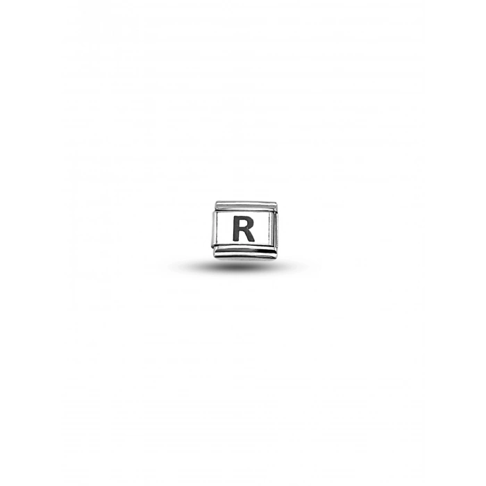 Nomination Uyumlu “R” Harf Charm – Çelik Bileklik Modülü, Kişiye Özel Harf Aksesuarı