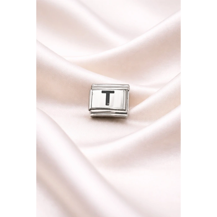 Nomination Uyumlu T Harfli Charm | Paslanmaz Çelik Harf Charm | Kişiye Özel Bileklik Aksesuarı