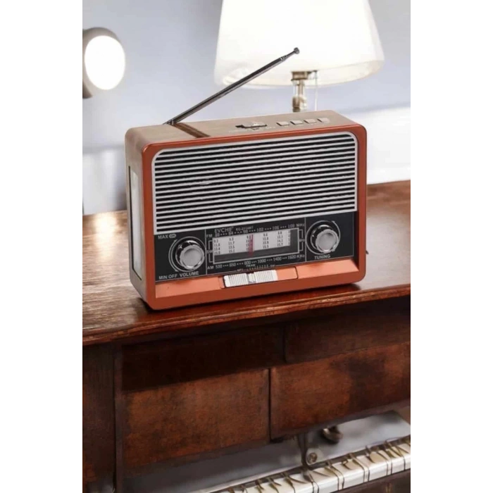 Nostaljik Radyo USB,AUX Ve SD Kart Girişli Bluetooth Bağlantılı