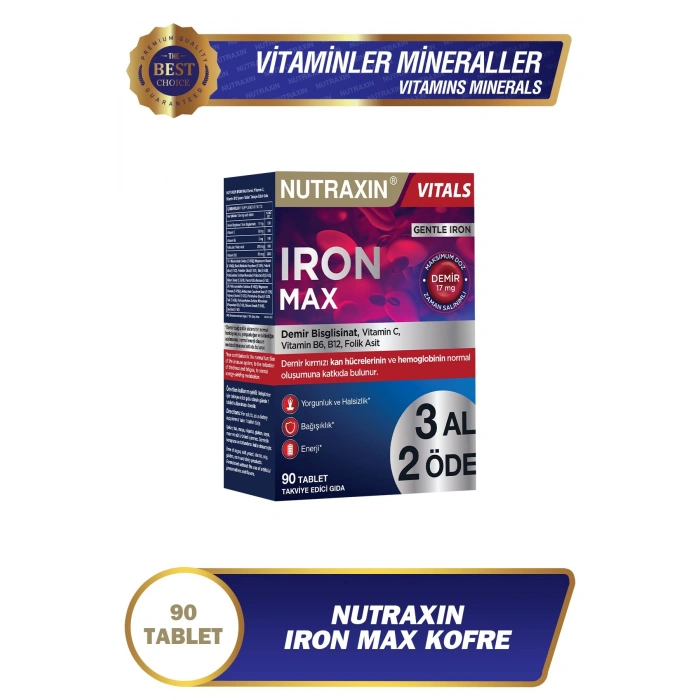 Nutraxin Iron Max 90 Tablet - 3 Al 2 Öde