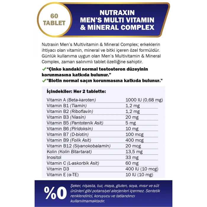 Nutraxin Mens Multi Vitamin Complex 60 Tablet