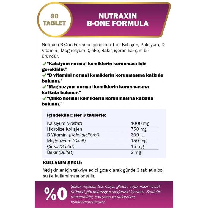 Nutraxin Osteo B-One Formula Calcium-Magnesium Plus Collagen 90 Tablet
