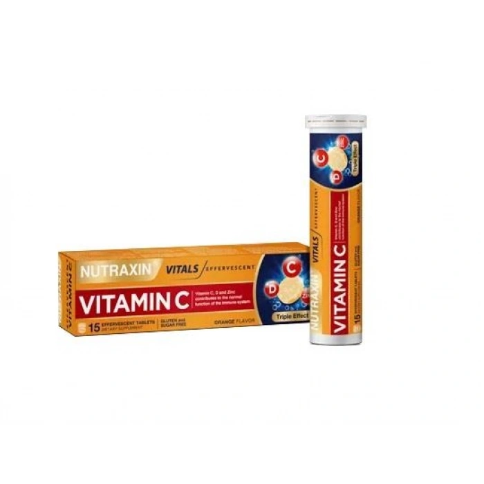 Nutraxin Vitamin C-D-Zinc 15 Efervesan Tablet