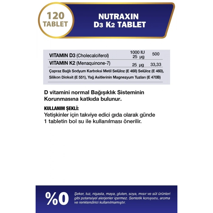Nutraxin Vitamin D3K2 1000 IU 120 Tablet