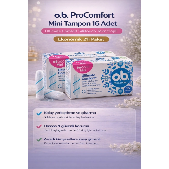 o.b. ProComfort Mini Tampon 16Lı 2 Paket Ultimate Comfort Silktouch Teknolojili
