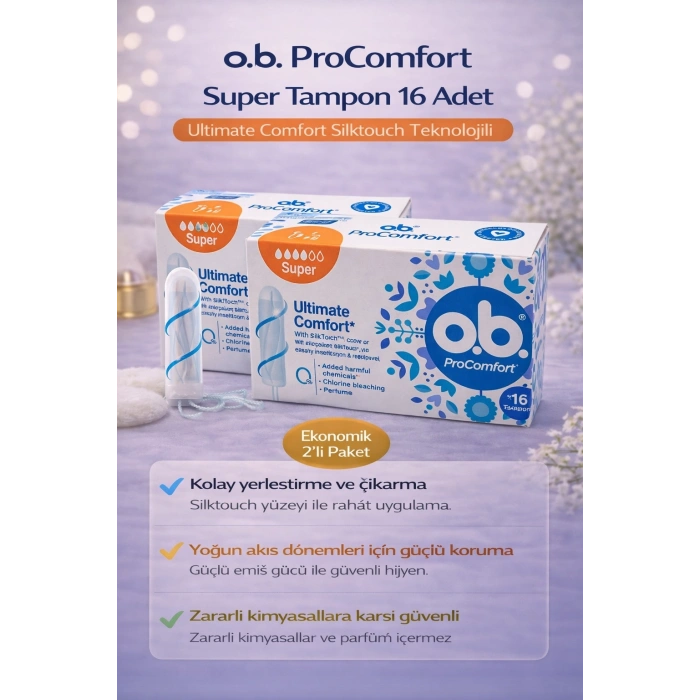 o.b. ProComfort Super Tampon 16Lı 2 Paket Ultimate Comfort Silktouch Teknolojili