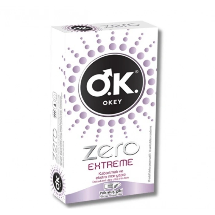 Okey Prezervatif Zero Extreme Kabartmalı ve Ekstra İnce Formlu 10lu