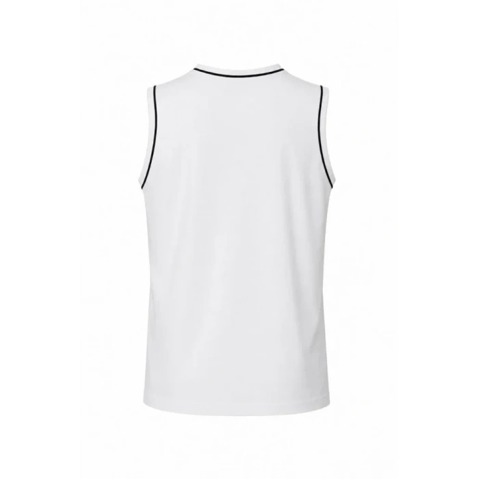 Ön Unisex Pamuklu Bisiklet Yaka Kolsuz Atlet Kontrast Biyeli Regular Fit - Beyaz