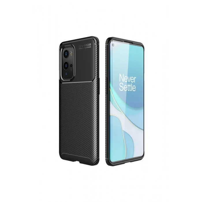 One Plus 9 Pro Kılıf Auto Focus Karbon Kapak - Siyah