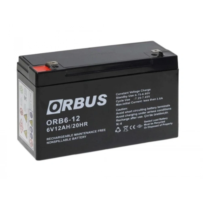 ORBUS 6V 12AH Kuru Bakımsız Akü