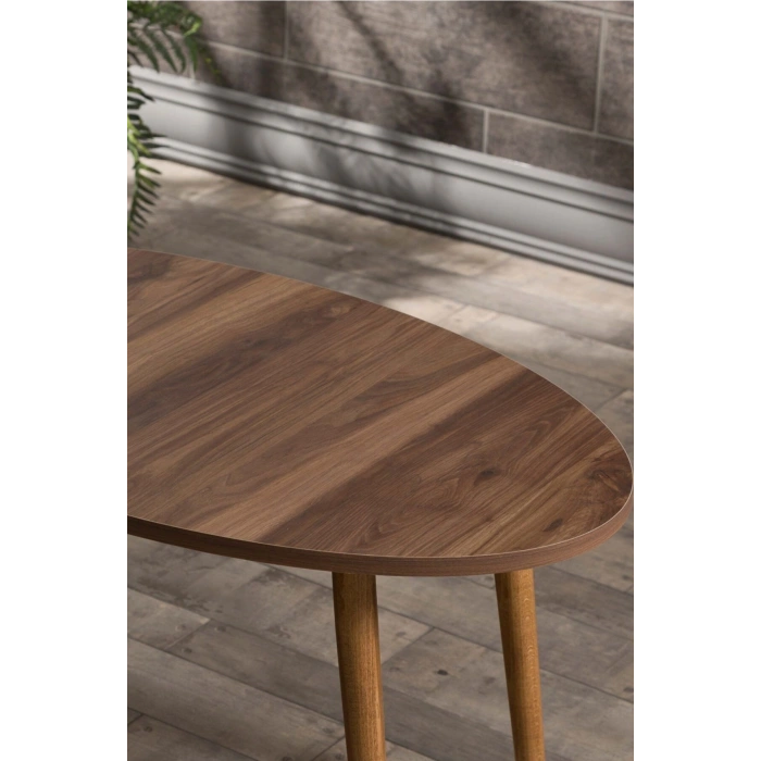 Orta Sehpa Ahşap Torna Ayak Elips Ceviz