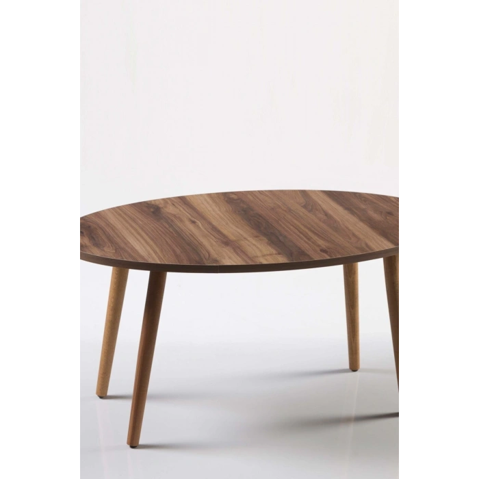 Orta Sehpa Ahşap Torna Ayak Elips Ceviz