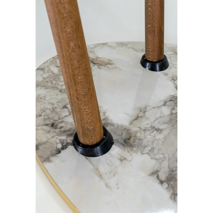 Orta Sehpa Ahşap Torna Ayak Elips Efes Altın