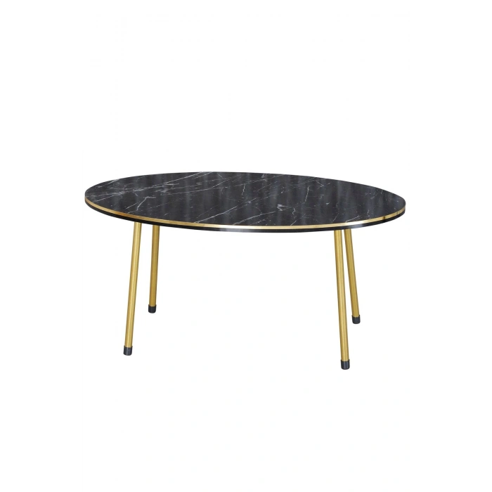 Orta Sehpa Bendir Elips Metal Ayak Çift Gold