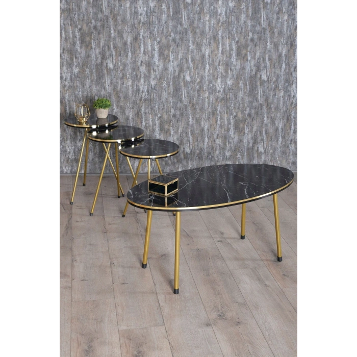 Orta Sehpa Bendir Kr Metal Ayak Çift Gold