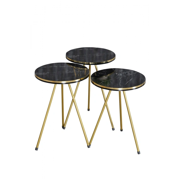 Orta Sehpa Beyaz Elips Gold Metal Ayak Gold