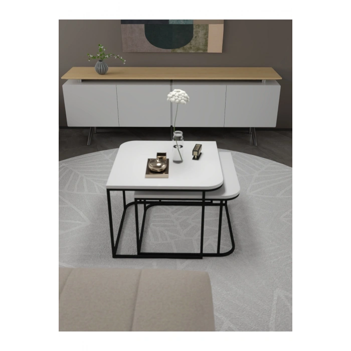 Orta Sehpa Damla İkili Lüx Beyaz