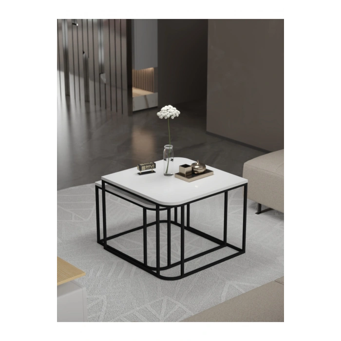 Orta Sehpa Damla İkili Lüx Beyaz