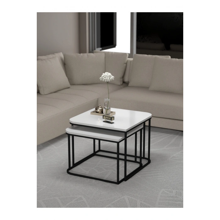 Orta Sehpa Damla İkili Lüx Beyaz