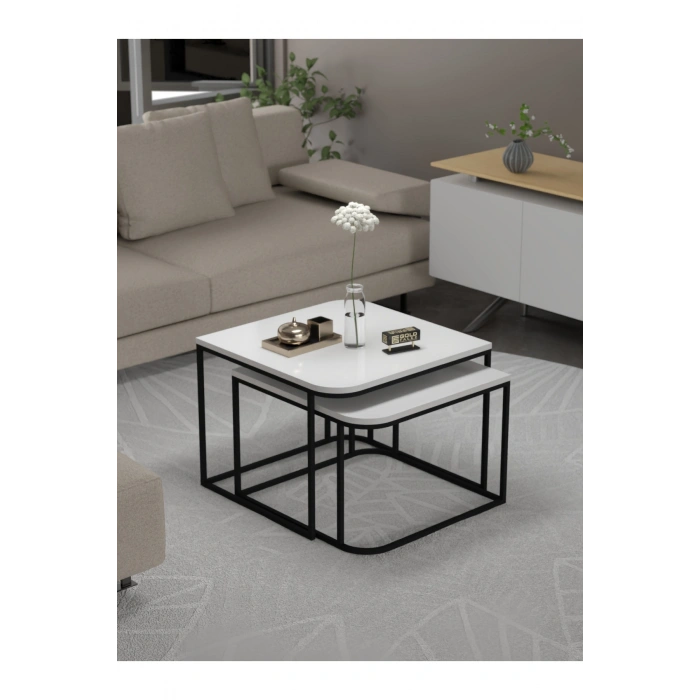 Orta Sehpa Damla İkili Lüx Beyaz