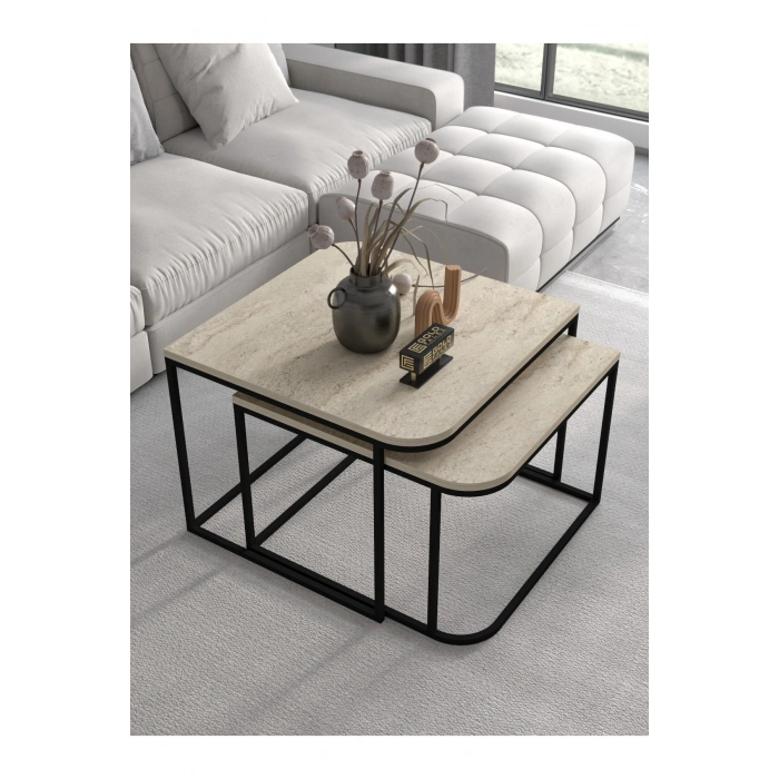 Orta Sehpa Damla İkili Lüx Traverten