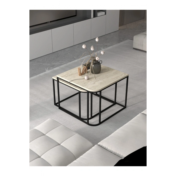 Orta Sehpa Damla İkili Lüx Traverten