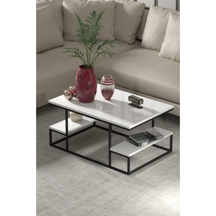 Orta Sehpa Delux Raflı Beyaz