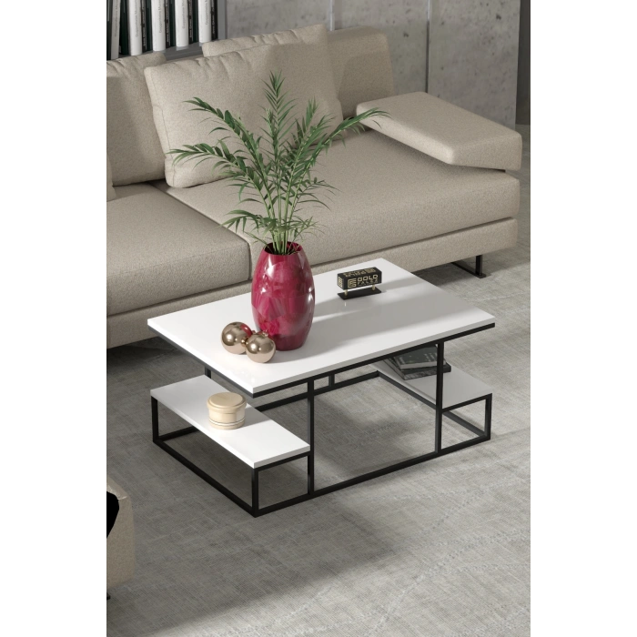 Orta Sehpa Delux Raflı Beyaz