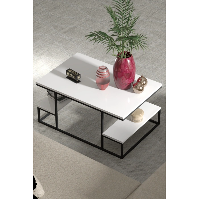 Orta Sehpa Delux Raflı Beyaz