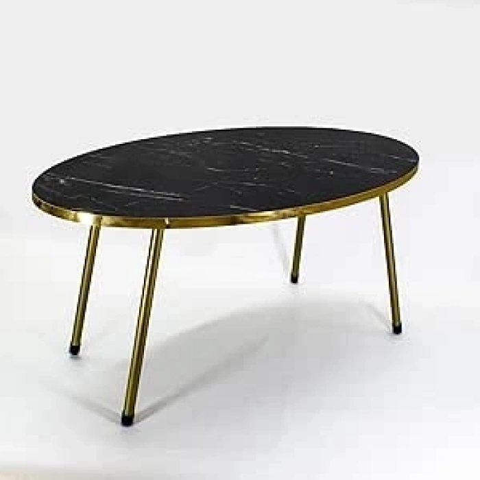 Orta Sehpa Elips Altın Metal Ayak Bendir Altın