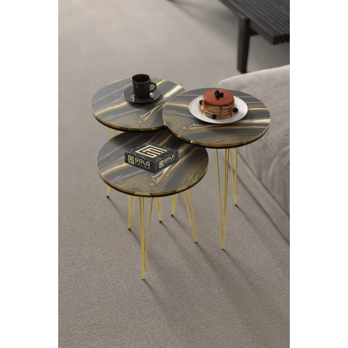 Orta Sehpa Elips Ceviz Siyah Tel Ayak