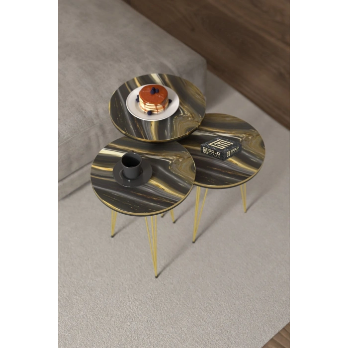 Orta Sehpa Elips Ceviz Siyah Tel Ayak