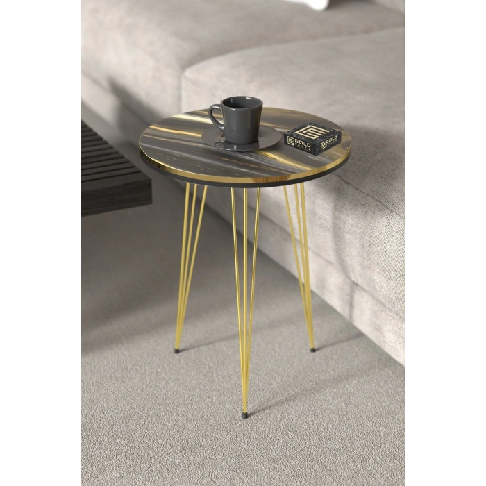 Orta Sehpa Elips Ceviz Siyah Tel Ayak