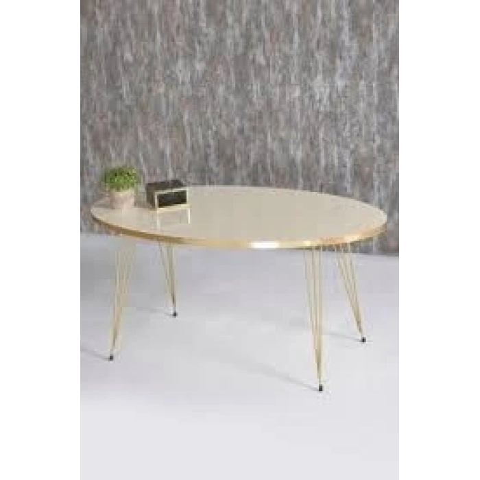 Orta Sehpa Elips Gold Krem Tel