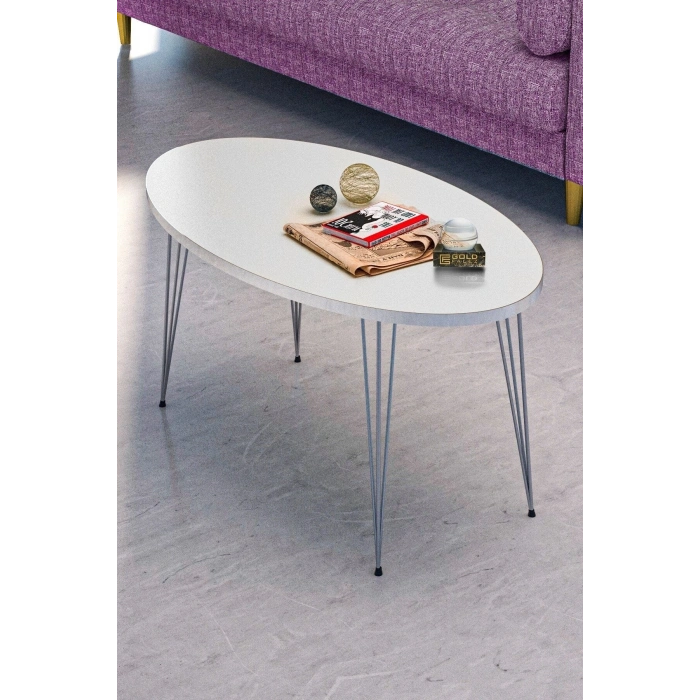 Orta Sehpa Elips Gümüş Beyaz Tel